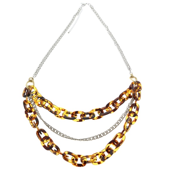 Lane Bryant Statement-Necklace Silver & Brown NWT - Picture 6 of 7